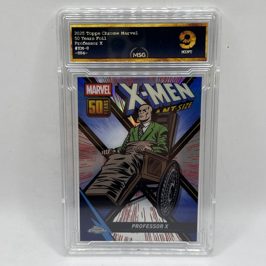 2025 Topps Chrome Marvel Professor X (X-men) 50th Anniversary #XM-8 Graded 9