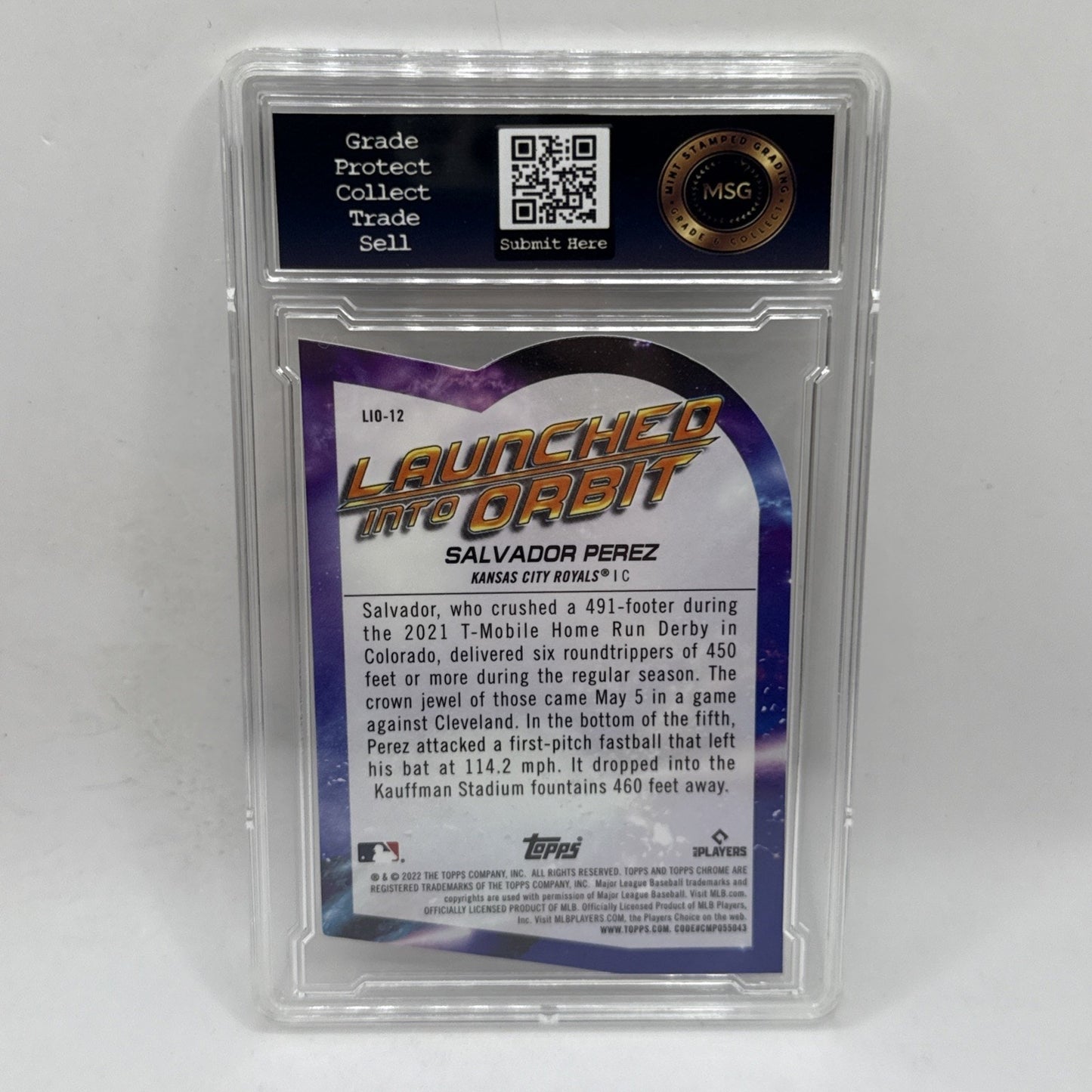 Salvador Perez LIO-12 2022 Topps Cosmic Chrome Launched into Orbit Royals Graded
