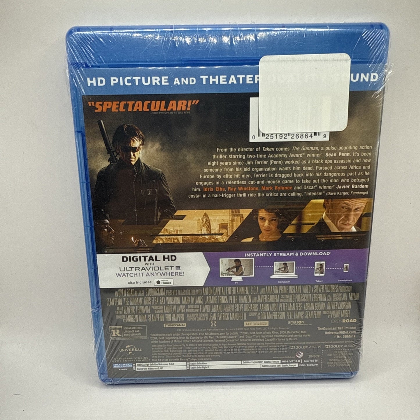 The Gunman (Blu-Ray + DVD + Digital, 2015) 2-Disc Set Sean Penn *Factory Sealed*