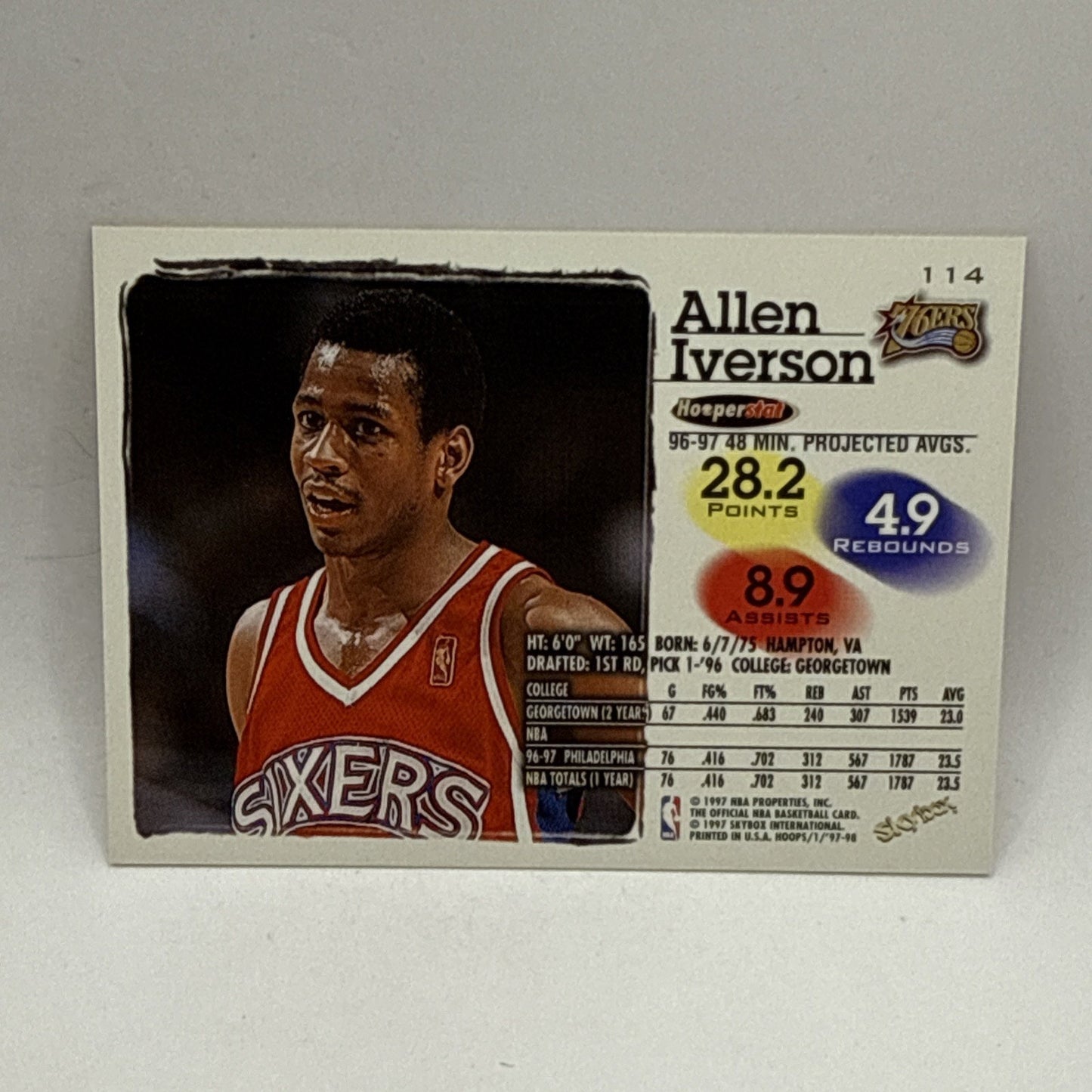 1997-98 NBA Hoops Basketball Allen Iverson #114 Philadelphia 76ers NBA Card