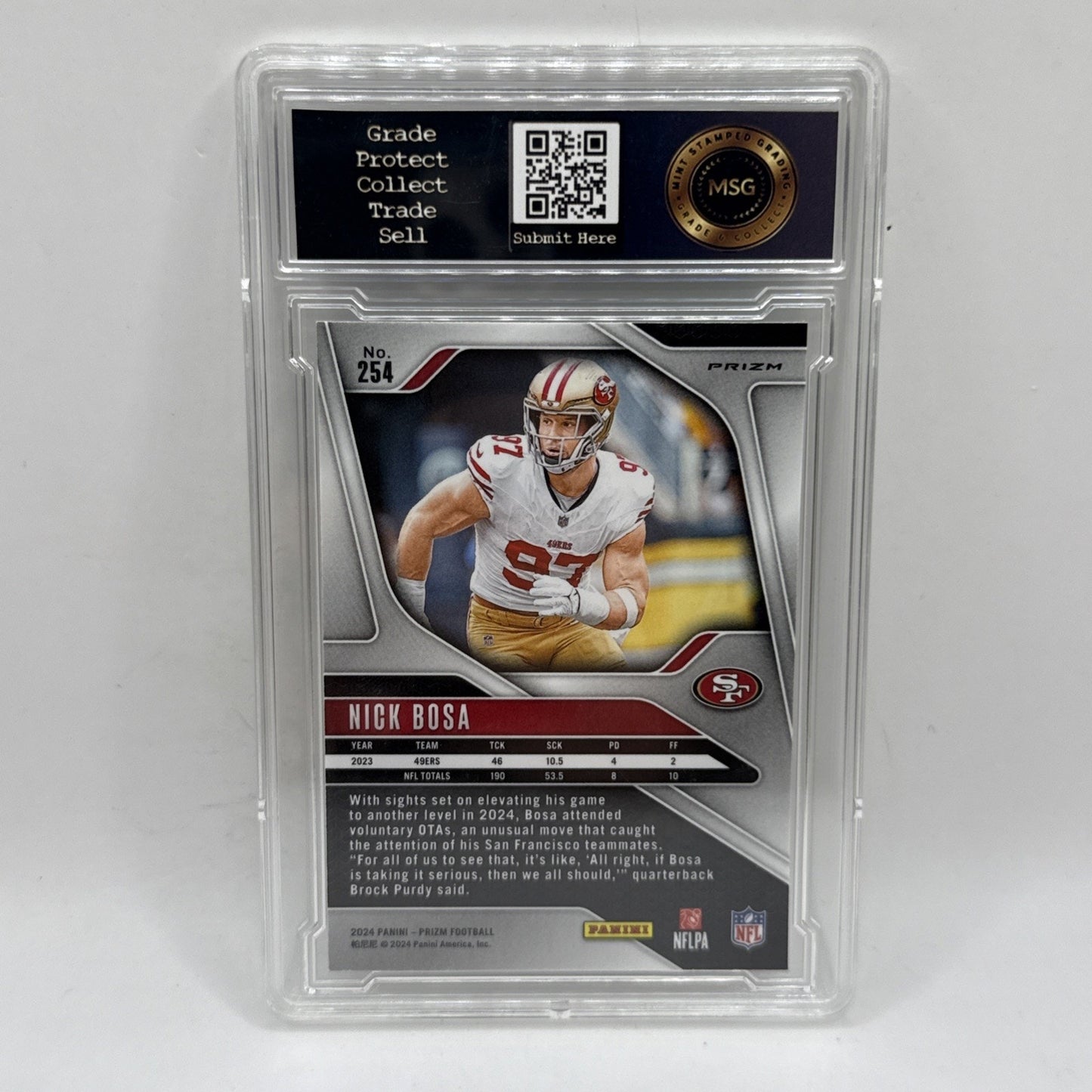 2024 Panini Prizm Green Wave #254 Nick Bosa San Fransisco 49ers NFL Graded 8