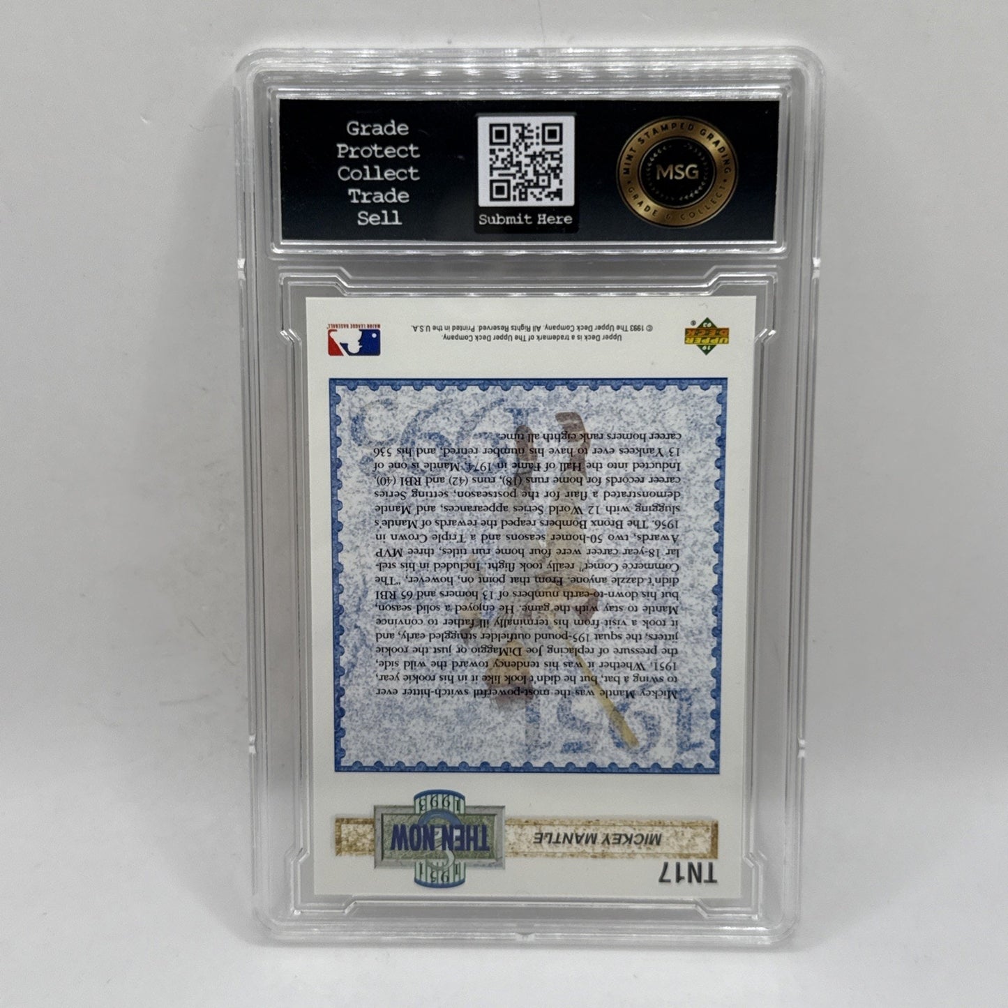 1993 Upper Deck Mickey Mantle #TN17 Baseball Card Graded 7 NM MLB Yankees Card