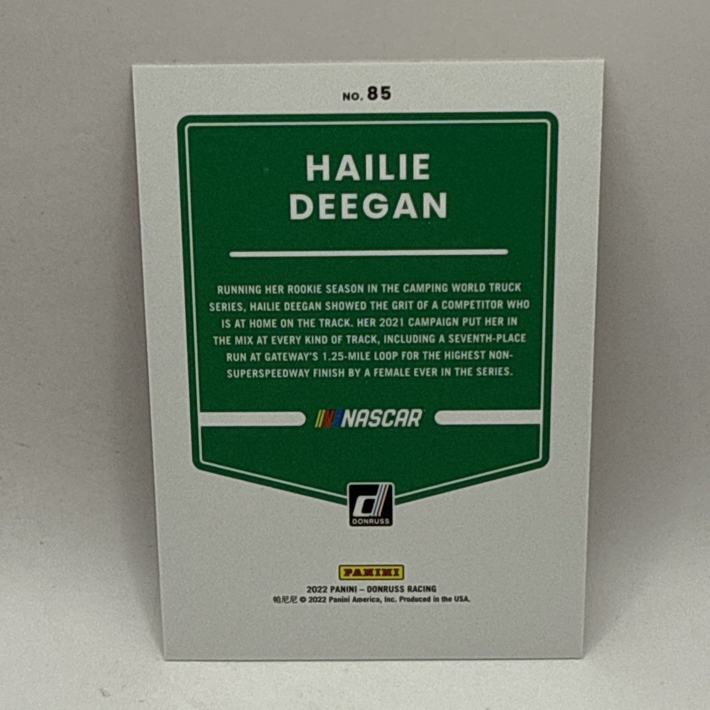 2022 Donruss Red #85 Hailie Deegan #/299 NASCAR Trading Card