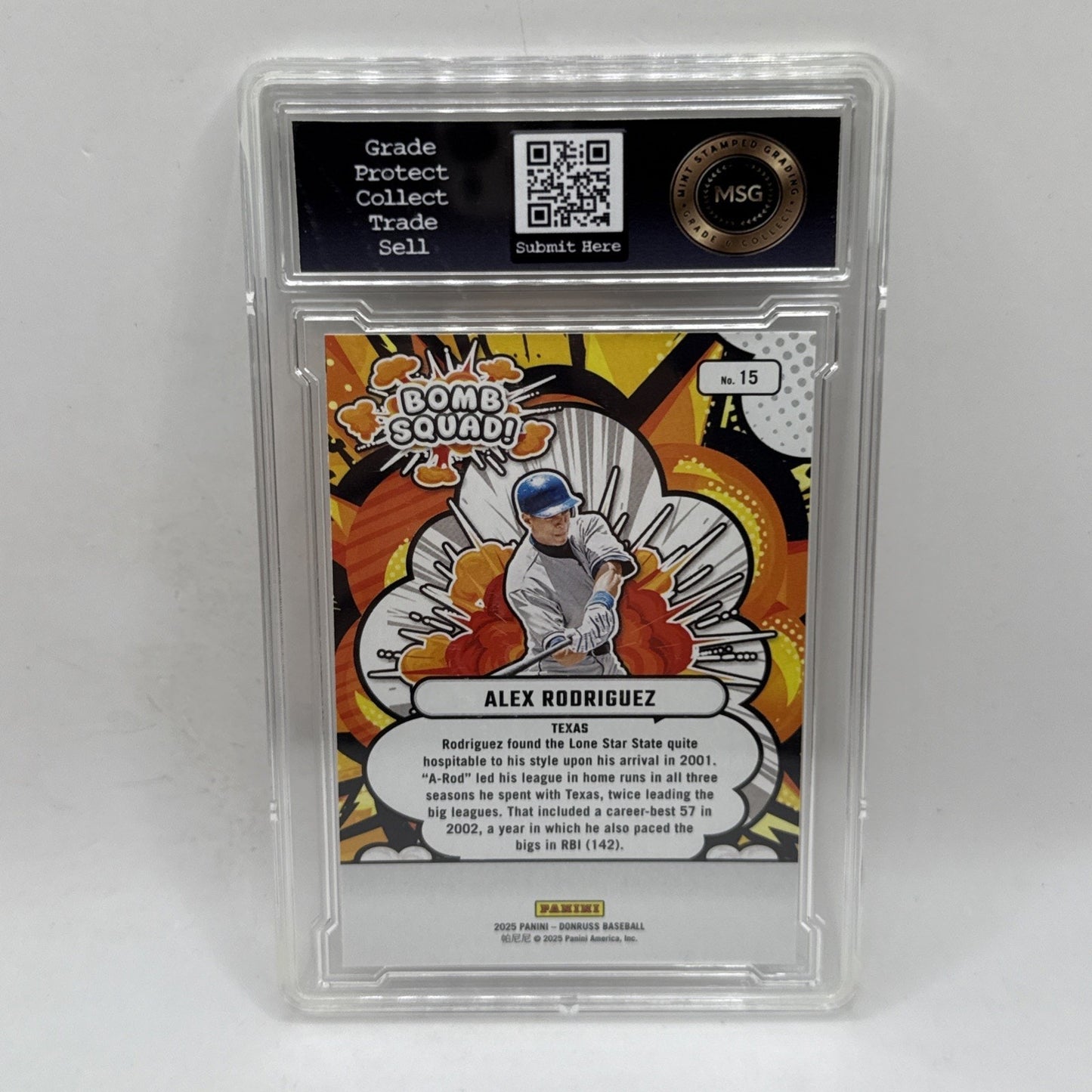 Alex Rodriguez 2025 Donruss Baseball Bomb Squad #15 Texas Rangers Graded 9 MLB