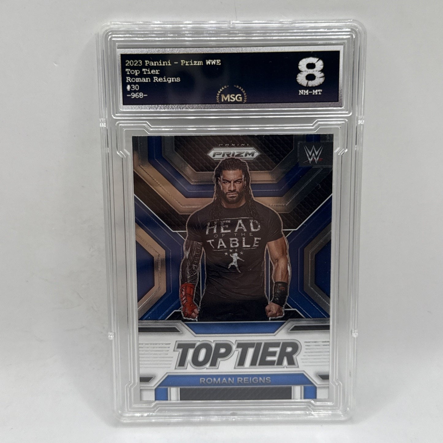 2023 Panini Prizm WWE Top Tier #30 Roman Reigns Graded 8 Collectible Card
