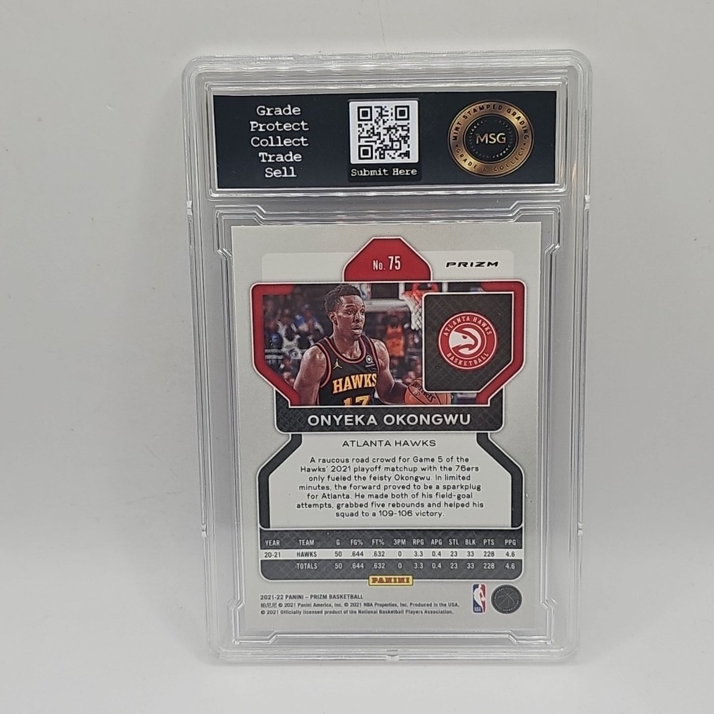 2021-22 Panini Prizm Onyeka Okongwu 75th Anniversary Blue Diamond Prizm SP #75