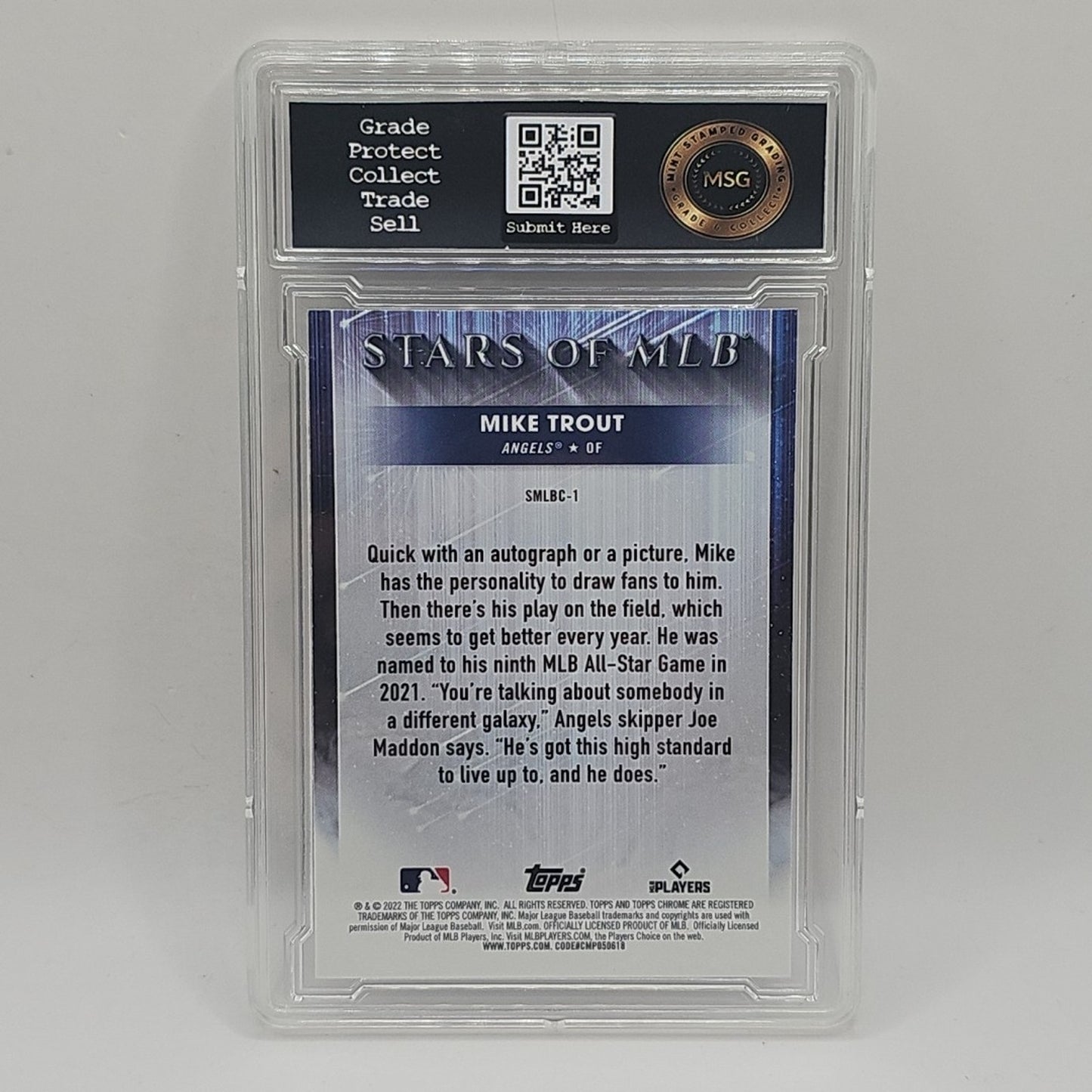 2022 Topps Series 1 - Stars Of MLB - Silver Foil #SMLB-1 Mike Trout Graded 10