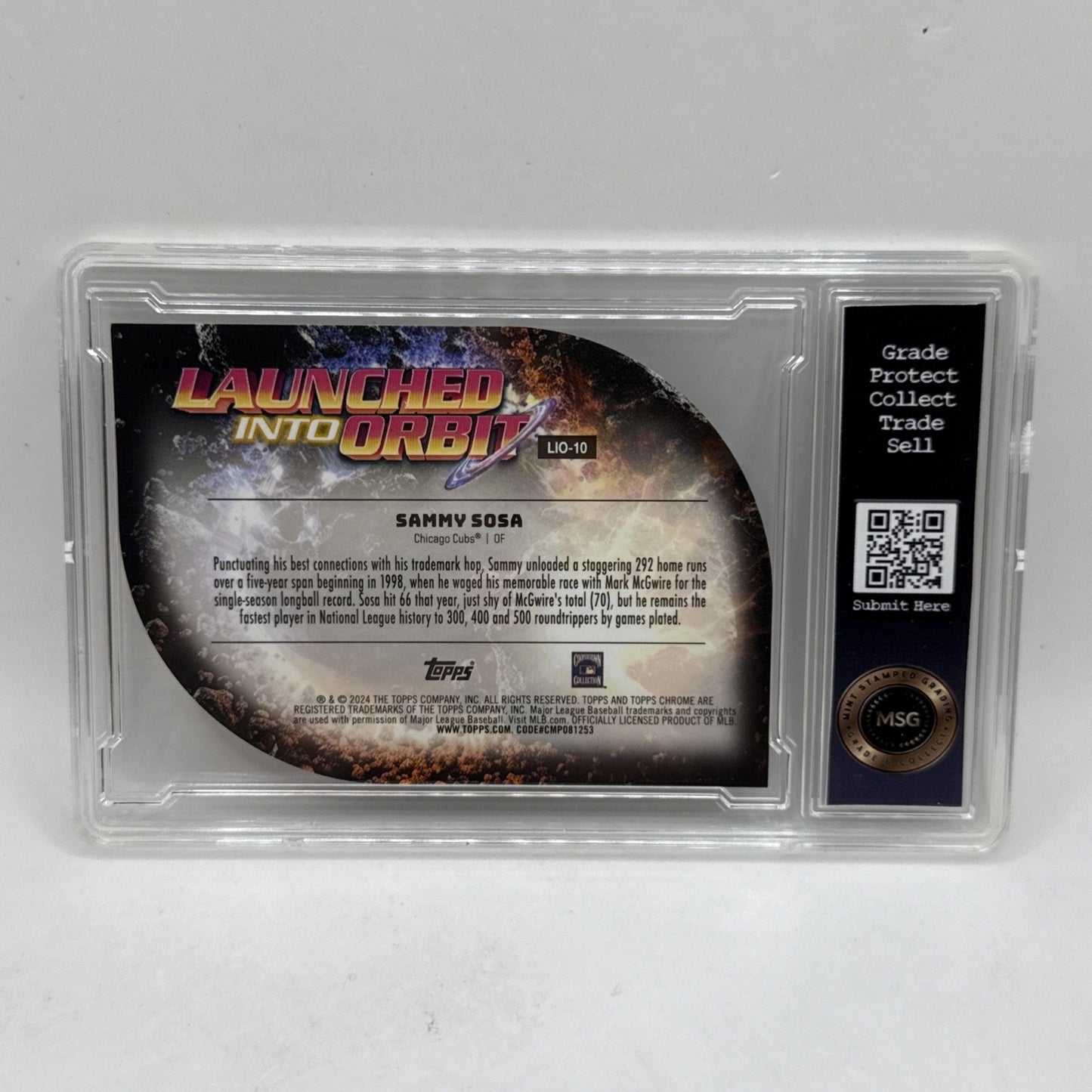 Sammy Sosa 2024 Topps Cosmic Chrome Launched Into Orbit #LIO-10 Cubs Graded 10