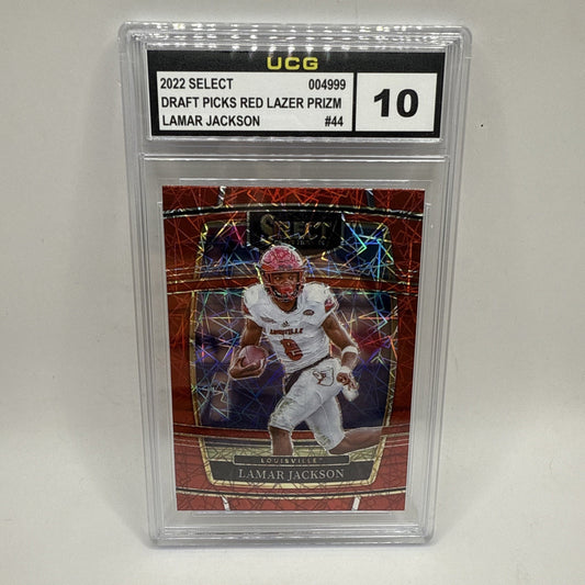 2022 Panini Select Draft Picks - Concourse Lamar Jackson #44 Red Lazer Graded 10