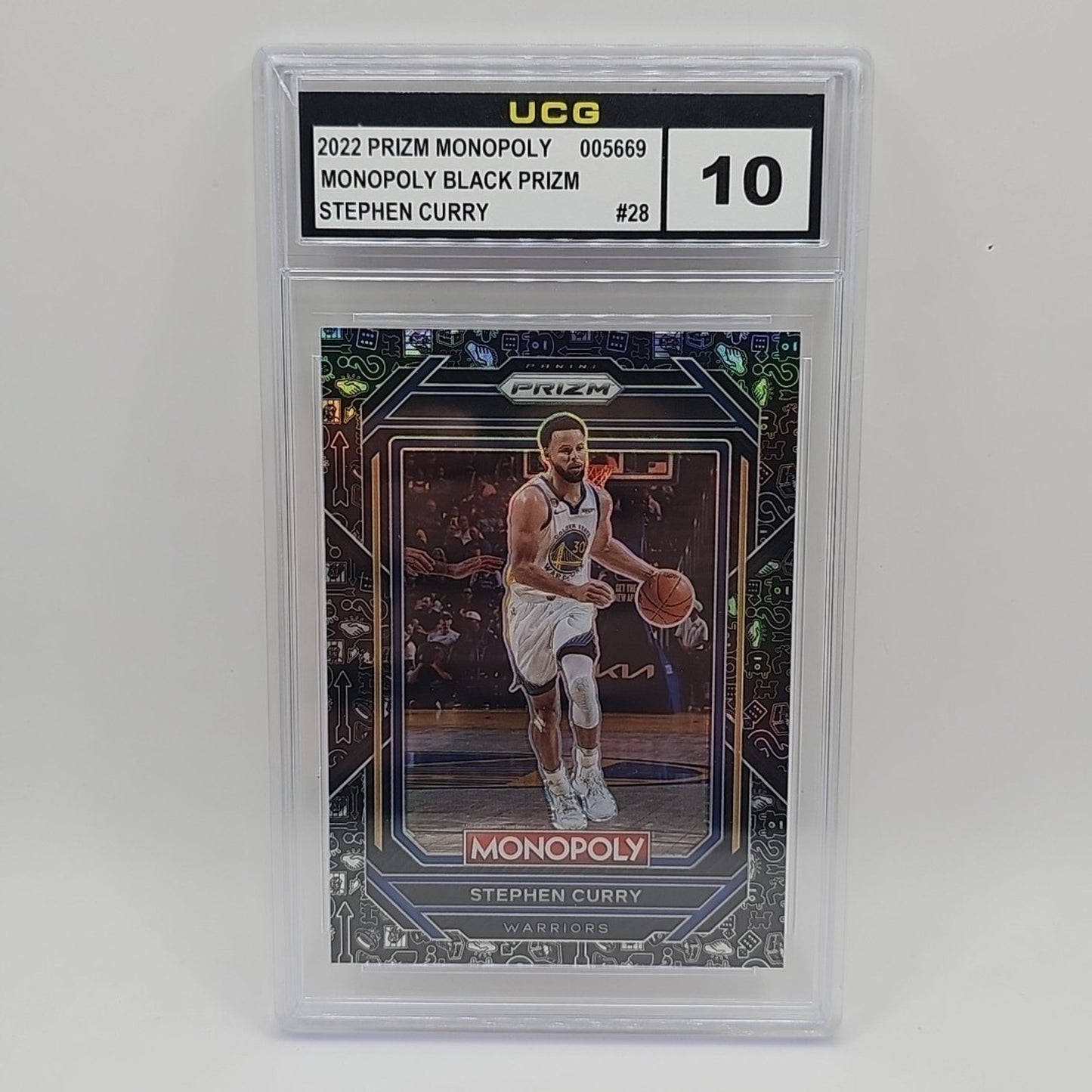 2022 Panini Monopoly #28 Stephen Curry Black Icons Prizm Graded 10 Gem Mint NBA