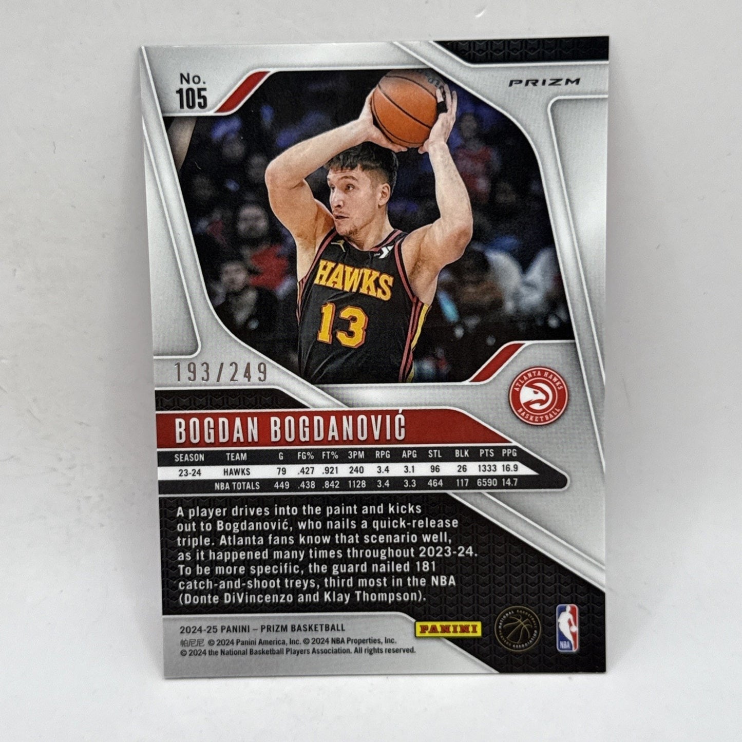 2024-25 Panini Prizm - Bogdan Bogdanovic #105 Pink Prizm /249 NBA Hawks SP