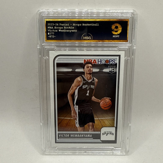Victor Wembanyama 2023 Panini NBA Hoops #277 Rookie Graded 9 Mint NBA