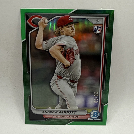 Andrew Abbott 2024 Bowman Chrome #79 Green Refractors #/99 Rookie