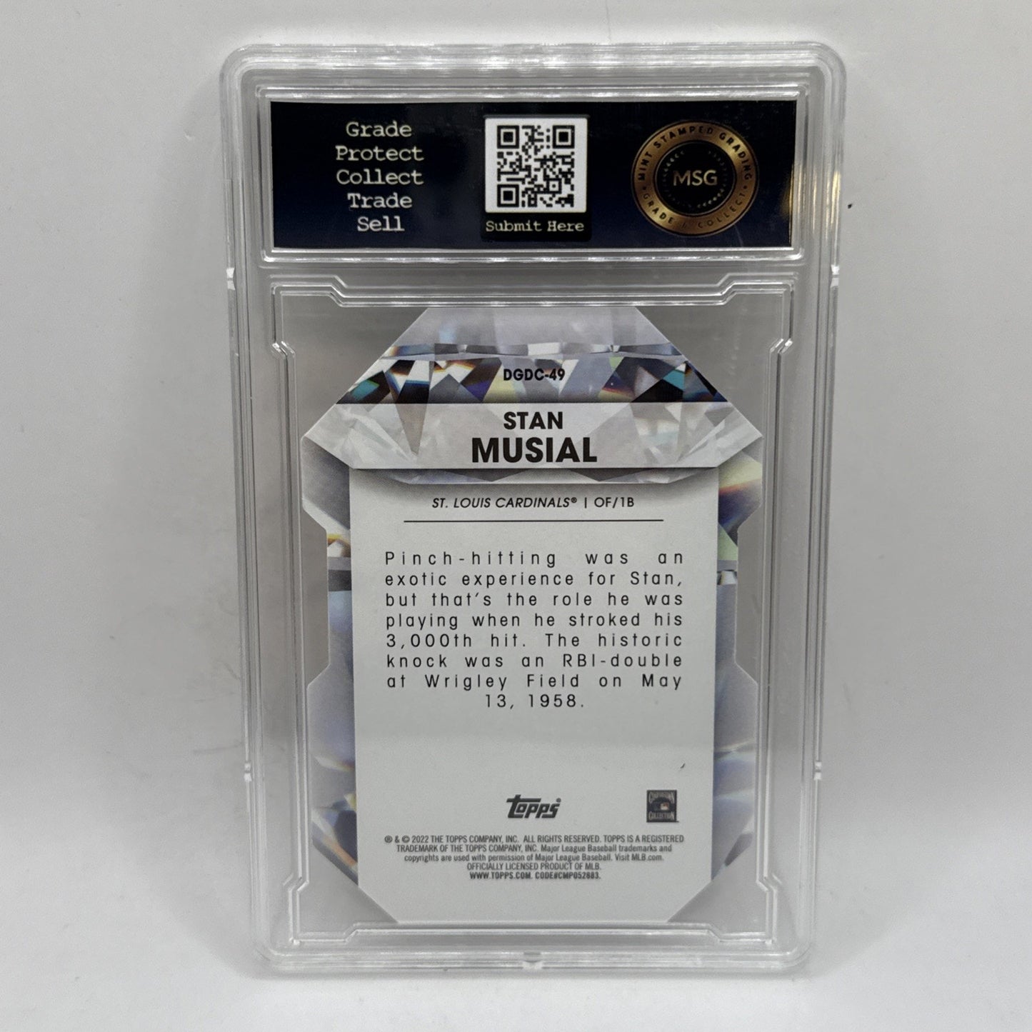 2022 Topps #DGDC-49 Stan Musial Diamond Greats Die Cuts Graded 10 MLB