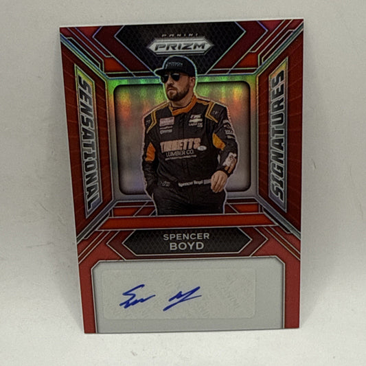 SPENCER BOYD 2024 PRIZM RACING SP SENSATIONAL SIGNATURES RED PRIZM SP /99