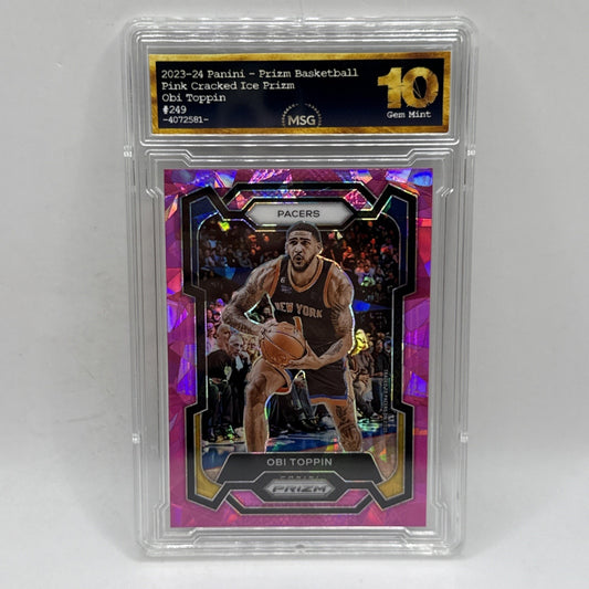 Obi Toppin Pink Cracked Ice 2023-24 Panini Prizm Prizms Pink Ice Graded 10 NBA
