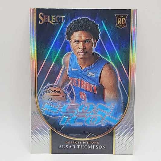 2023-2024 NBA Panini Select Ausar Thompson NEON ICON #2 Silver Prizm Pistons