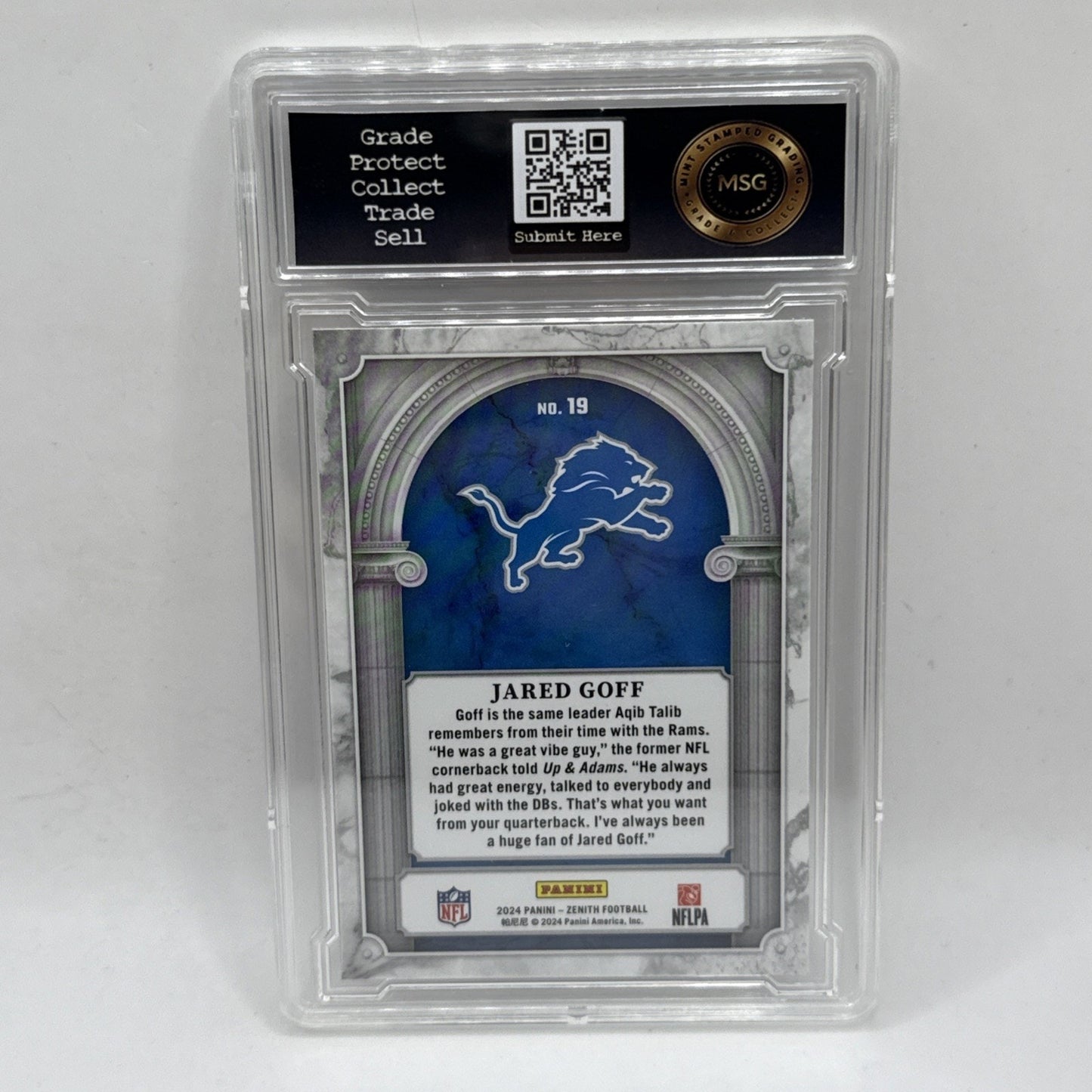 Jared Goff - 2024 Zenith Football Z Marquee Insert #19 - Detroit Lions Graded 10