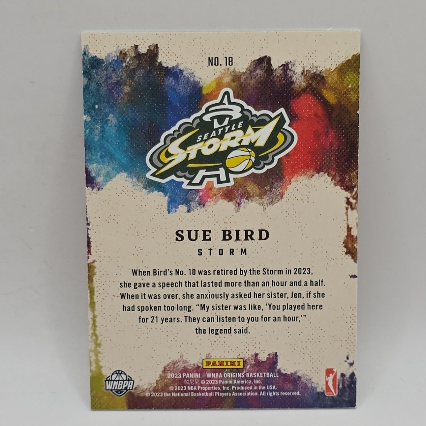 2023 Panini WNBA Origins Aficionado SUE BIRD SEATTLE STORM #18