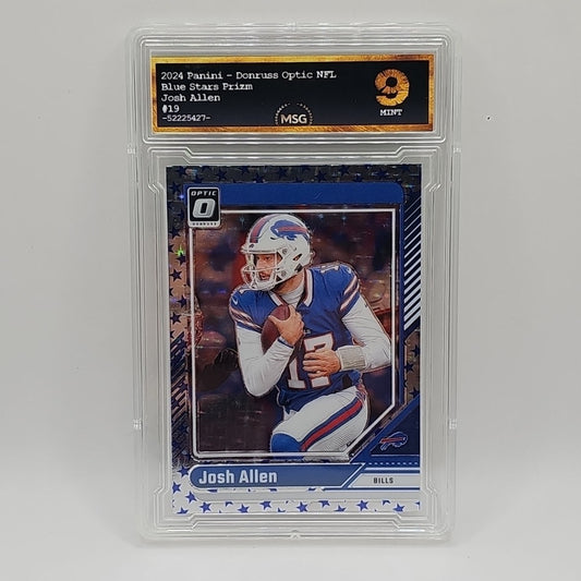 2024 DONRUSS OPTIC JOSH ALLEN BLUE STARS PRIZM BILLS GRADED 9 MINT EMOJI CARD