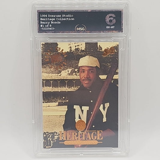 1994 DONRUSS STUDIO #1 OF 8 BARRY BONDS 1905 GIANTS BASEBALL CARD GRADED 6