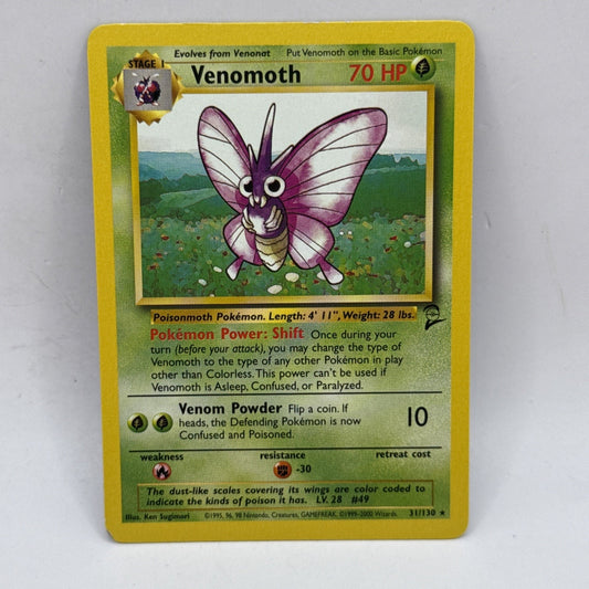 Pokemon Venomoth 31/130 Base Set 2 WOTC Vintage LP Tcg Card Collectible