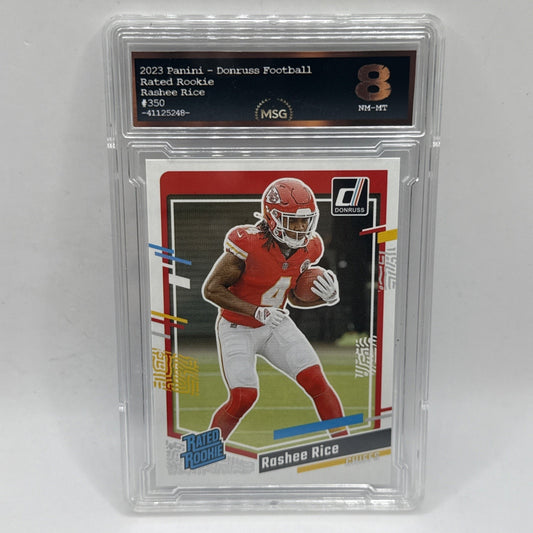 2023 Panini Donruss RASHEE RICE Rated Rookie Card #350 RC Chiefs Graded 8 NFL