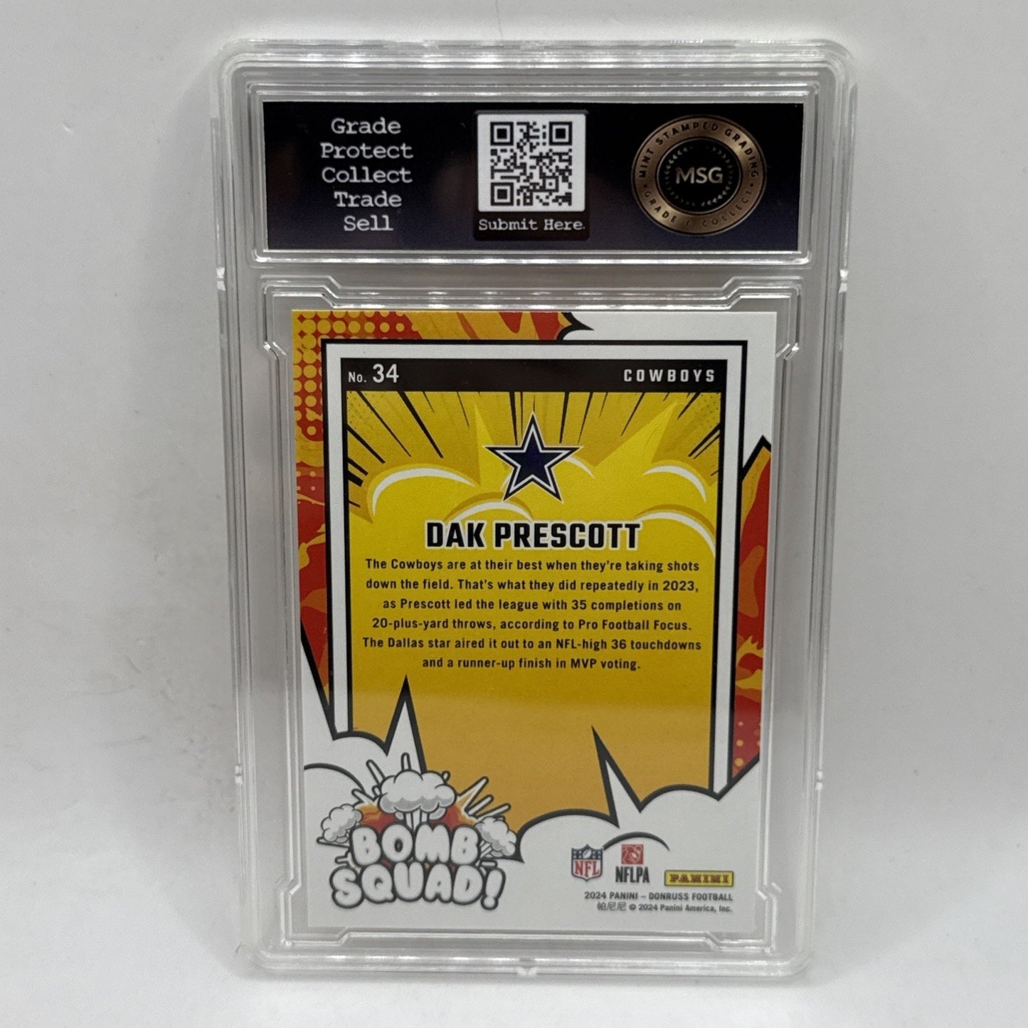 2024 Panini Donruss (Bomb Squad) - Dak Prescott #34 NFL Dallas Cowboys Graded 9