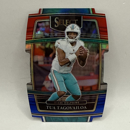 Tua Tagovailoa 2021 Panini Select - Concourse Red & Blue Prizm Die-Cut #22 NFL