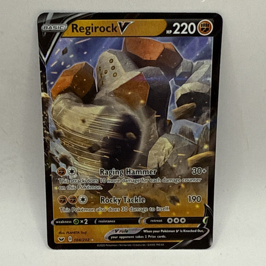 Regirock V 104/202 Swsh01: Sword & Shield Holo NM Tcg Collectible Card