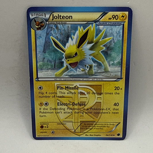 Jolteon Team Plasma 34/116 Pokemon TCG: Plasma Freeze (2013) HP Non-Holo Card