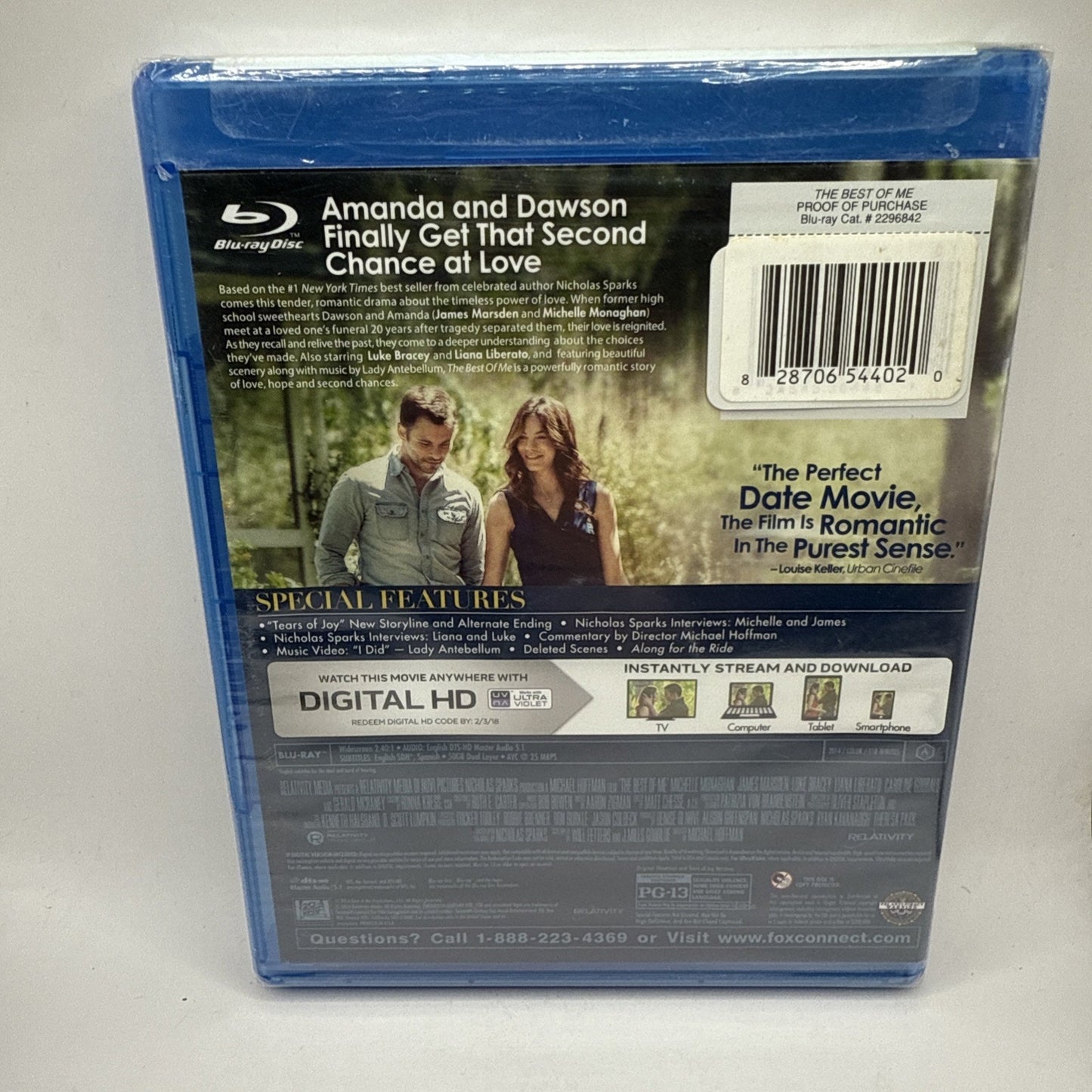 The Best Of Me (2014 Blu-Ray) James Marsden, Michelle Monaghan - New Sealed