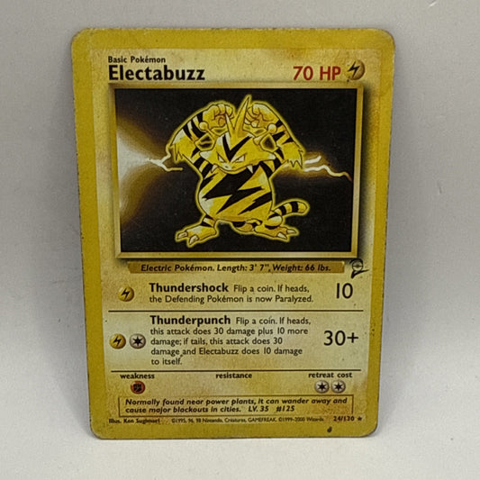 Pokemon WOTC Electabuzz 24/130 Base Set 2 Non-Holo Rare - HP DMG Tcg Card