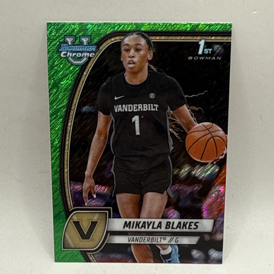 2024-25 Bowman University Chrome Mikayla Blakes #55 Green Shimmer Refractor