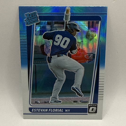 2021 Panini Donruss Optic - Rated Rookie Estevan Florial #76 Carolina Blue Prizm