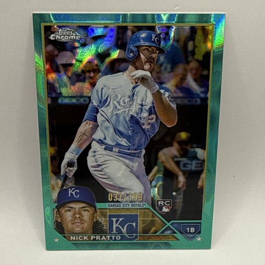 2023 Topps Chrome #85 Nick Pratto Aqua Refractor RC /199 Rookie KC Royals