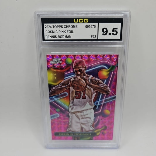 '24 Topps Chrome Cosmic Dennis Rodman Pink Galaxy Refract #22 NBA Bulls Graded