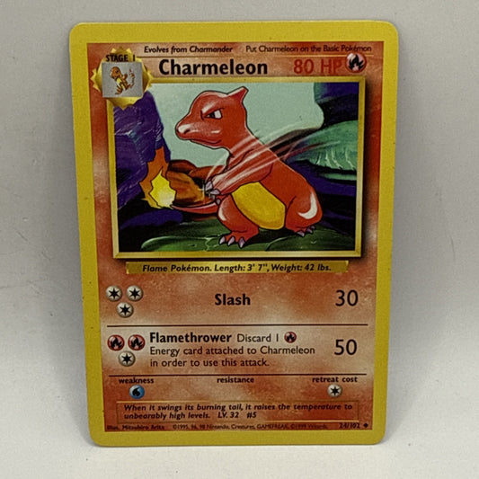 Pokémon TCG Charmeleon Base Set 24/102 Regular Unlimited Uncommon MP Card