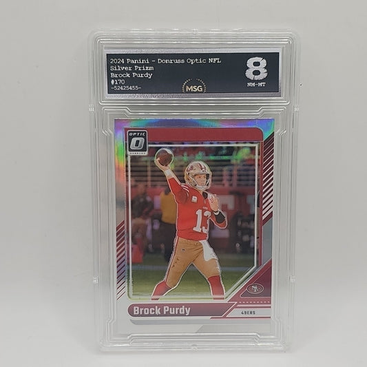 2024 Panini Donruss Optic Brock Purdy Silver Holo Prizm #170 NFL 49ers Graded 8