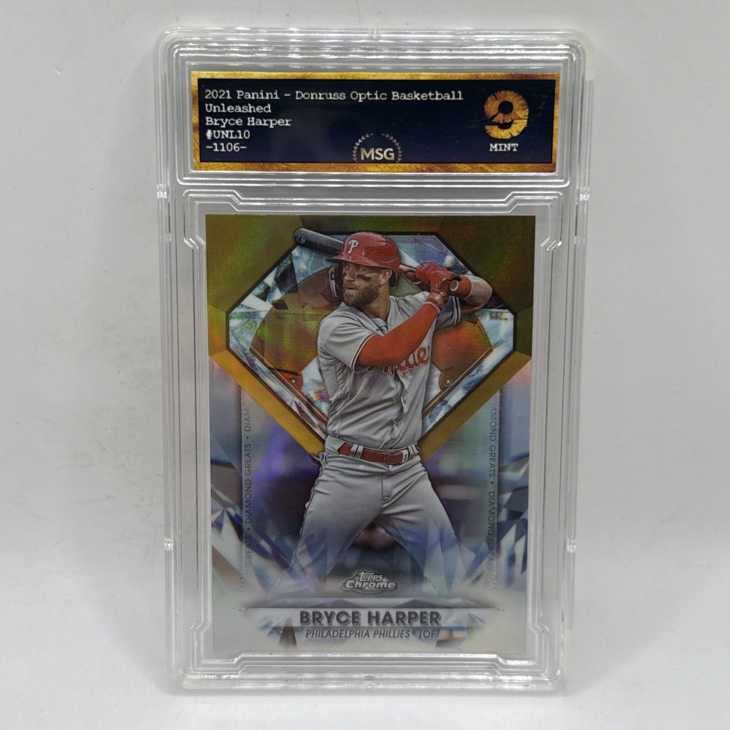 2022 Topps Chrome Update Bryce Harper Diamond Greats Chrome #DGC-70 Graded 9