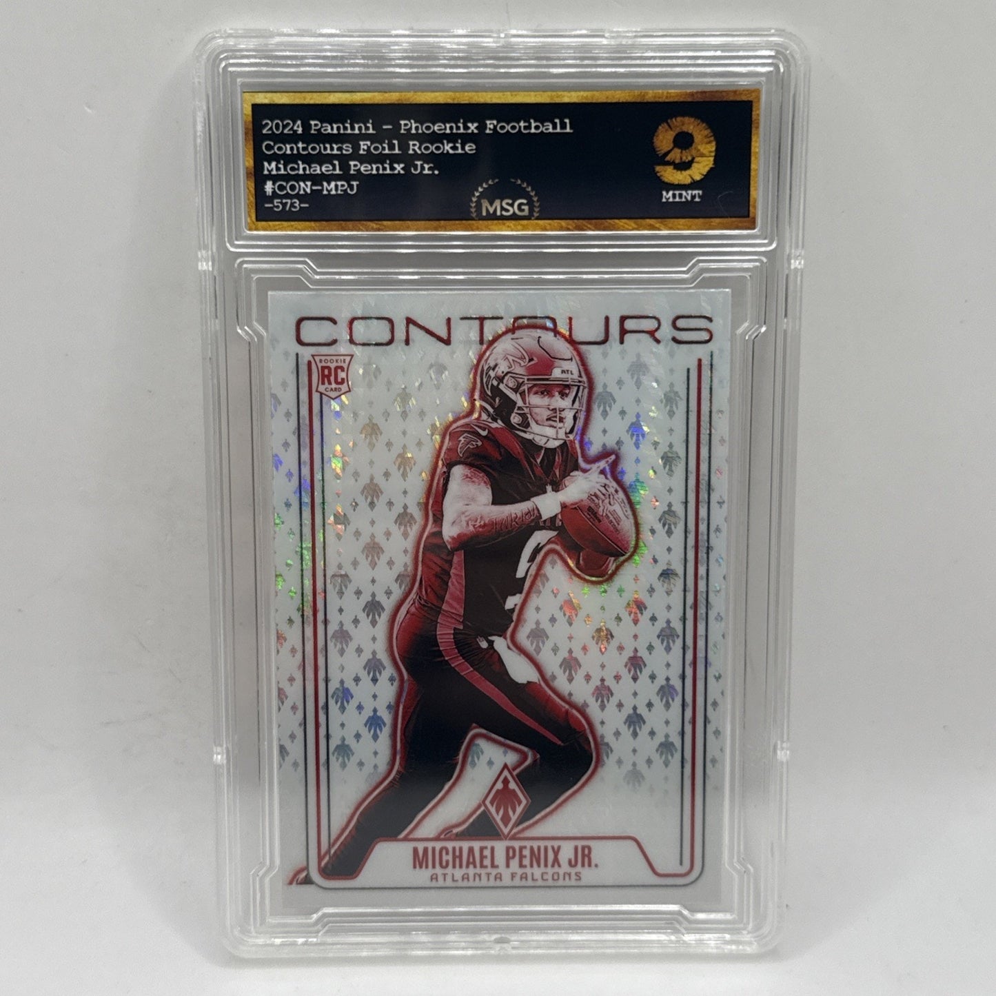 2024 Phoenix Michael Penix Jr. Contours Purple SP RC Falcons Graded 9 Falcons