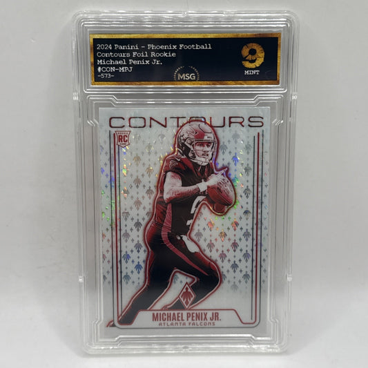 2024 Phoenix Michael Penix Jr. Contours Purple SP RC Falcons Graded 9 Falcons