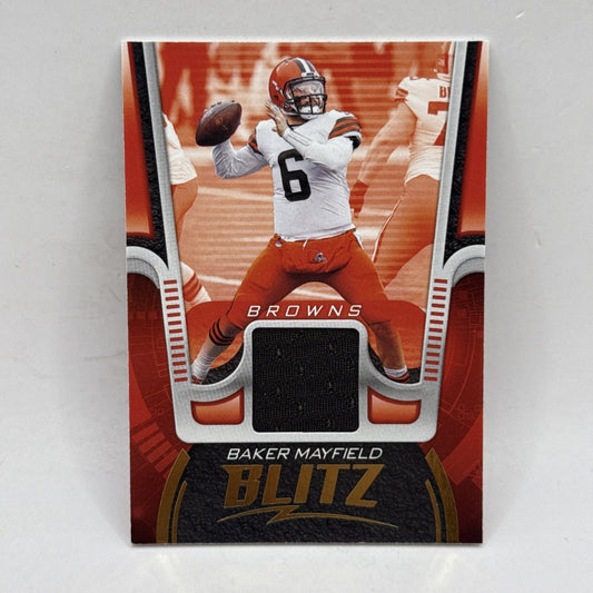 2021 Panini Playbook Baker Mayfield Blitz Jersey Worn GU PATCH BTZ-BMA Bucs