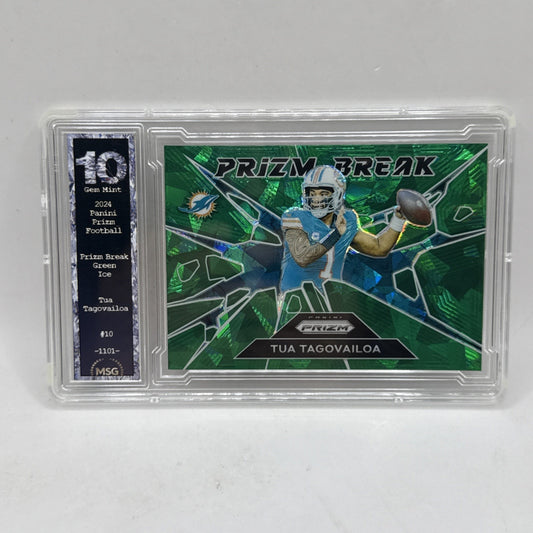 2024 Panini Prizm - Prizm Break Tua Tagovailoa #10 Green Ice Prizm Graded 10