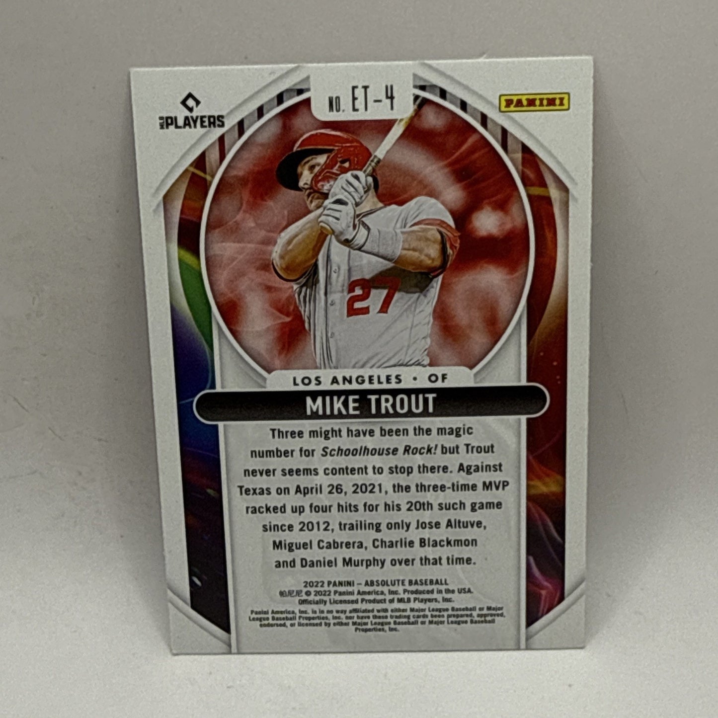 2022 Panini Absolute #ET-4 Mike Trout Extreme Team - MLB Los Angeles