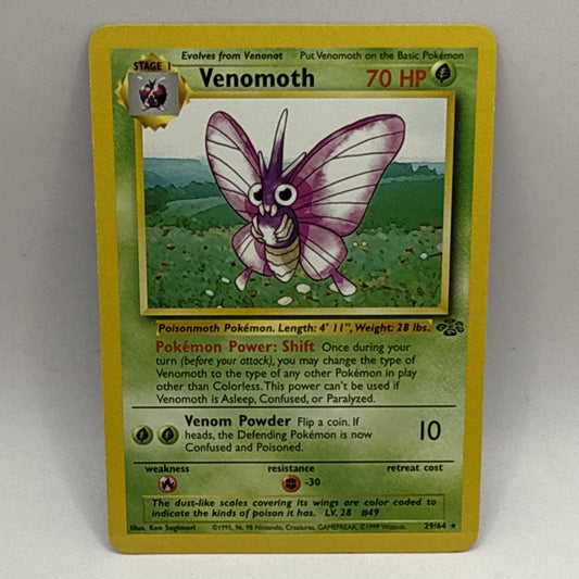Venomoth 29/64 Jungle Set Unlimited Pokemon Card HP Tcg Collectible Card