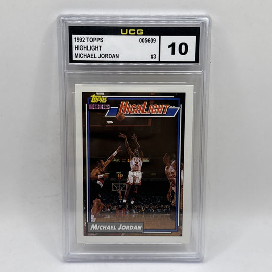 1992 Topps Michael Jordan #3 Graded 10 NBA Chicago Bulls Basketball Card HOF