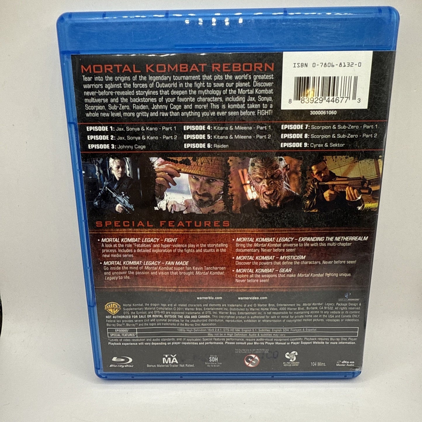 Mortal Kombat: Legacy (Blu-Ray, 2011) Movie With Special Features