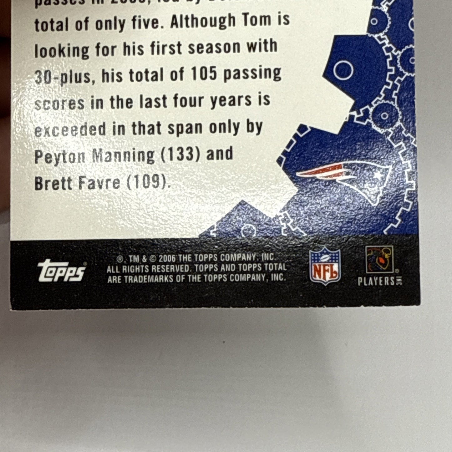 Tom Brady 2006 Topps Total #TP5 Total Production NFL Patriots HOF QB