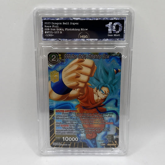 SSB Son Goku, Finishing Blow Foil BT21-103 R Dragon Ball Super Card Graded 10